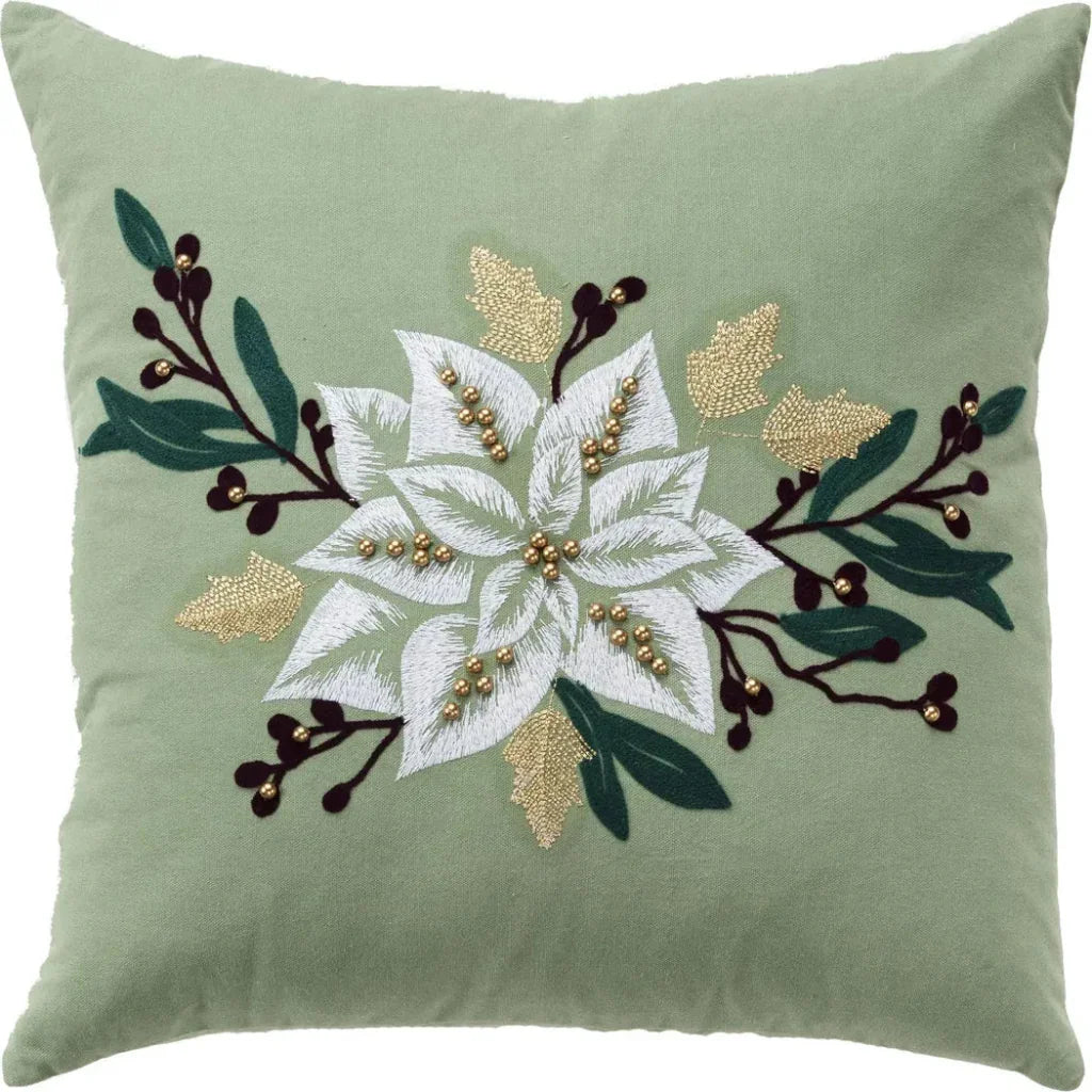 Emily Embroided Floral Decorative Pillows For Bed - LOOMLAN - LOOMLAN - Throw Pillows
