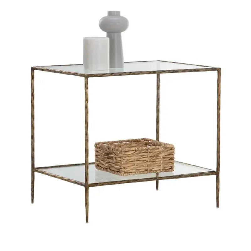 Emine Iron Framed Glass Nightstand - LOOMLAN - SUNPAN - Nightstands