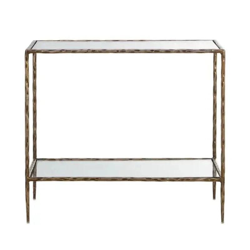 Emine Iron Framed Glass Nightstand - LOOMLAN - SUNPAN - Nightstands