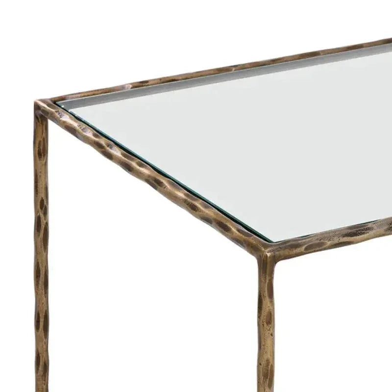 Emine Iron Framed Glass Nightstand - LOOMLAN - SUNPAN - Nightstands