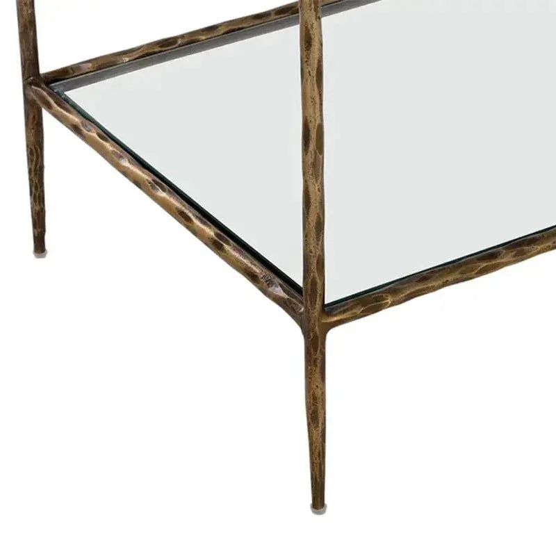 Emine Iron Framed Glass Nightstand - LOOMLAN - SUNPAN - Nightstands