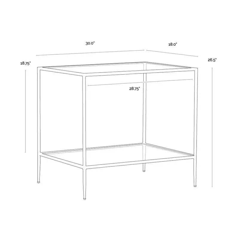 Emine Iron Framed Glass Nightstand - LOOMLAN - SUNPAN - Nightstands
