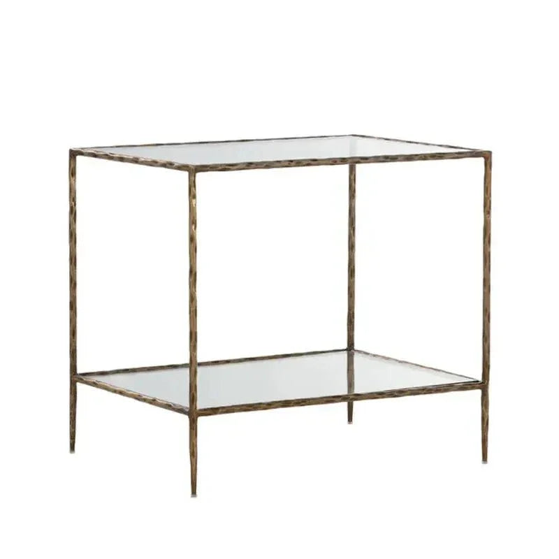 Emine Iron Framed Glass Nightstand - LOOMLAN - SUNPAN - Nightstands