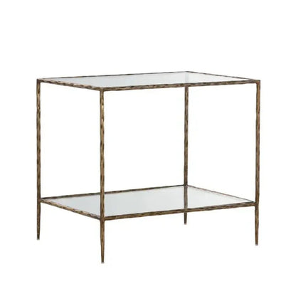 Emine Iron Framed Glass Nightstand - LOOMLAN - SUNPAN - Nightstands