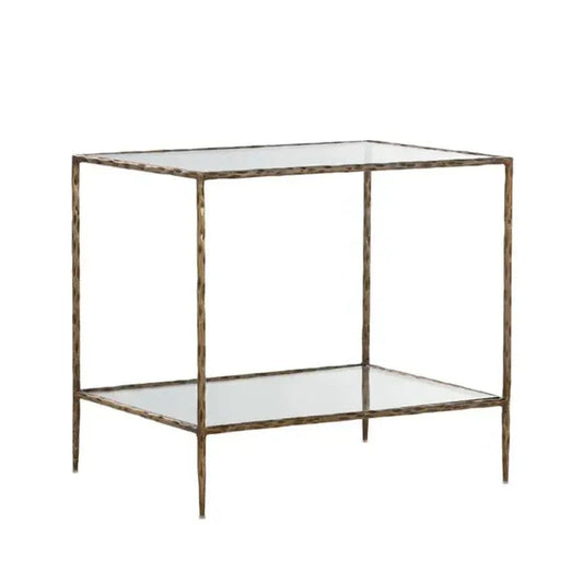 Emine Iron Framed Glass Nightstand - LOOMLAN - SUNPAN - Nightstands
