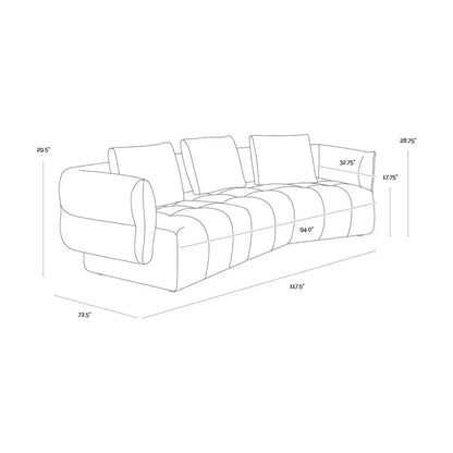 Emmeline Performance Fabric Unique Sofa - LOOMLAN - SUNPAN - Sofas & Loveseats