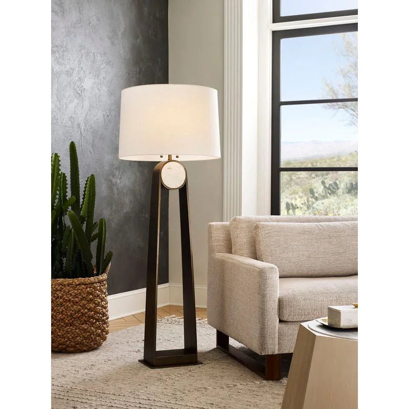 Emmons Antique Brass Framed Floor Lamp-Floor Lamps-Wildwood-LOOMLAN