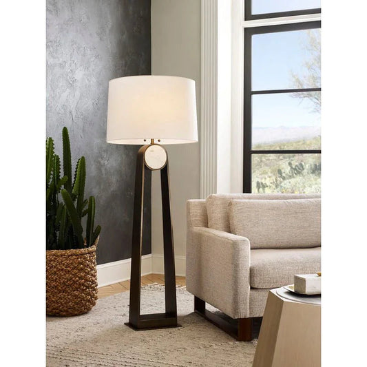 Emmons Antique Brass Framed Floor Lamp-Floor Lamps-Wildwood-LOOMLAN