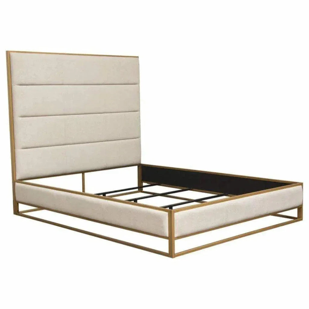 Empire Sand Leather Bed Frame - LOOMLAN - Diamond Sofa - Beds