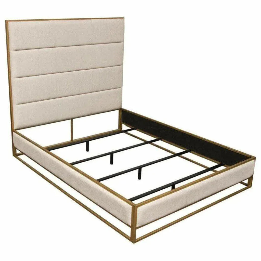 Empire Sand Leather Bed Frame - LOOMLAN - Diamond Sofa - Beds