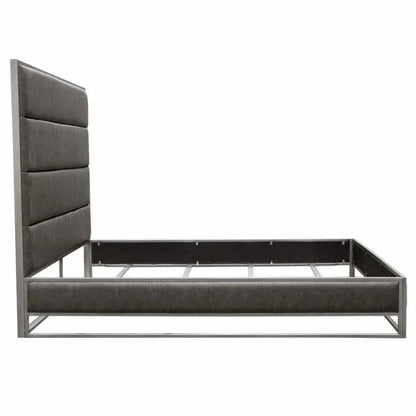 Empire Weathered Grey Leather Bed Frame - LOOMLAN - Diamond Sofa - Beds