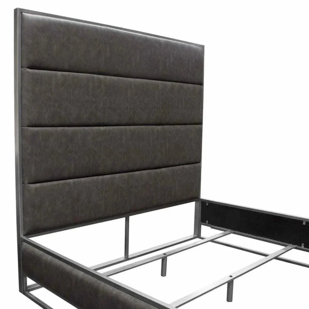 Empire Weathered Grey Leather Bed Frame - LOOMLAN - Diamond Sofa - Beds