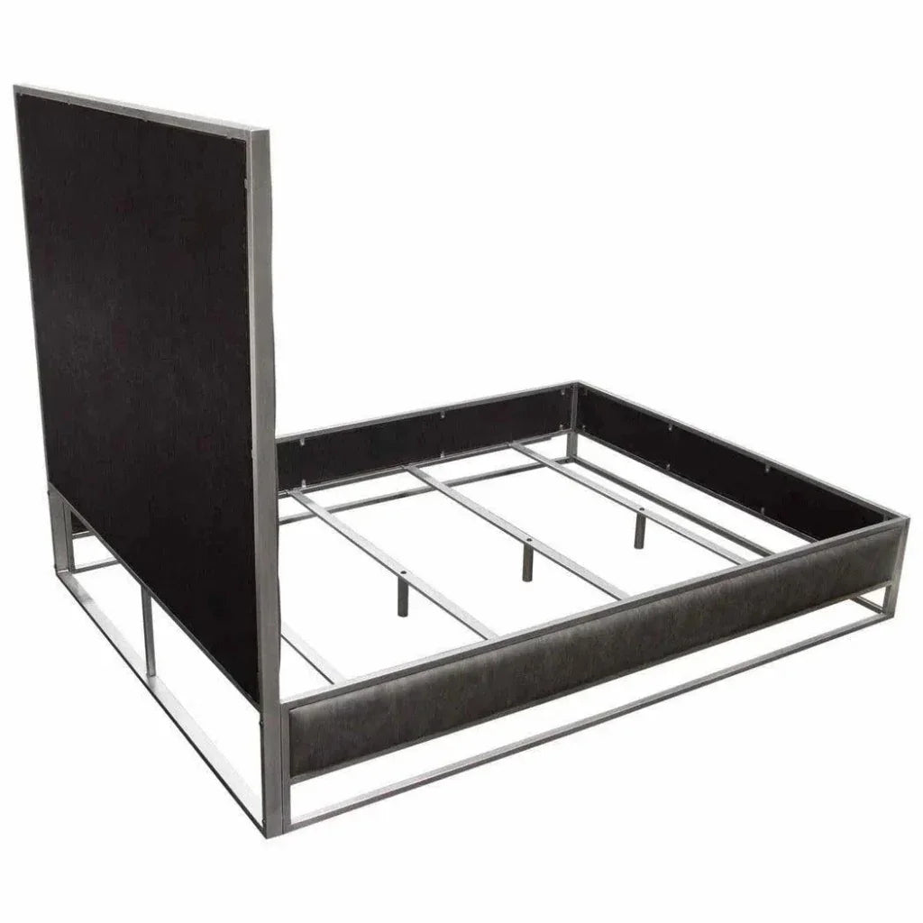 Empire Weathered Grey Leather Bed Frame - LOOMLAN - Diamond Sofa - Beds