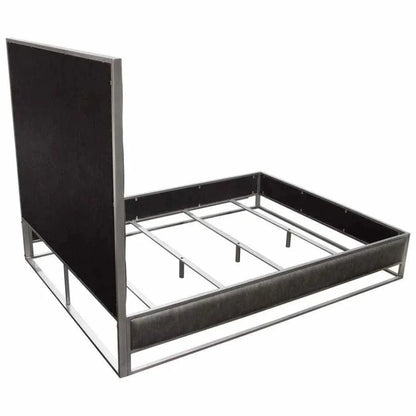 Empire Weathered Grey Leather Bed Frame - LOOMLAN - Diamond Sofa - Beds