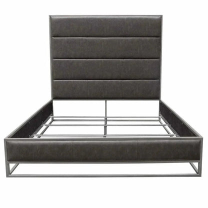 Empire Weathered Grey Leather Bed Frame - LOOMLAN - Diamond Sofa - Beds