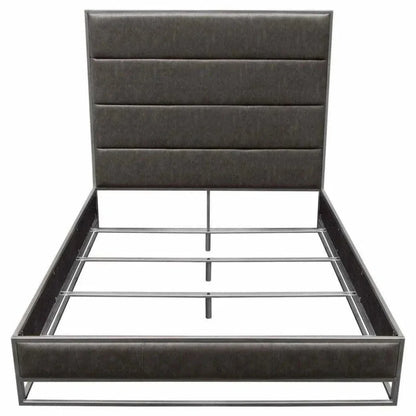 Empire Weathered Grey Leather Bed Frame - LOOMLAN - Diamond Sofa - Beds
