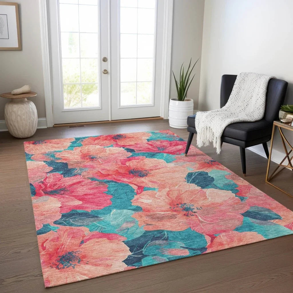 Emprelle Orange Washable Indoor - Outdoor Rug - LOOMLAN - LOOMLAN Rugs - Outdoor Rugs