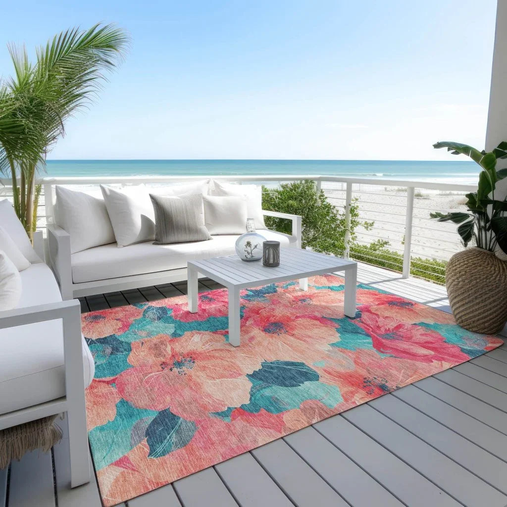 Emprelle Orange Washable Indoor - Outdoor Rug - LOOMLAN - LOOMLAN Rugs - Outdoor Rugs