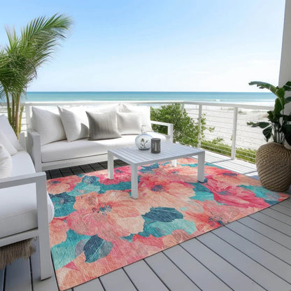 Emprelle Orange Washable Indoor - Outdoor Rug - LOOMLAN - LOOMLAN Rugs - Outdoor Rugs