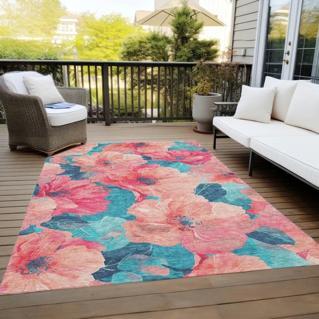 Emprelle Orange Washable Indoor - Outdoor Rug - LOOMLAN - LOOMLAN Rugs - Outdoor Rugs
