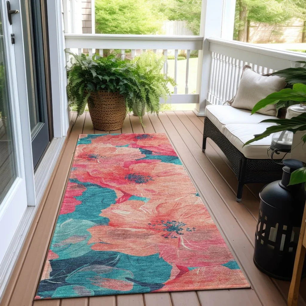 Emprelle Orange Washable Indoor - Outdoor Rug - LOOMLAN - LOOMLAN Rugs - Outdoor Rugs