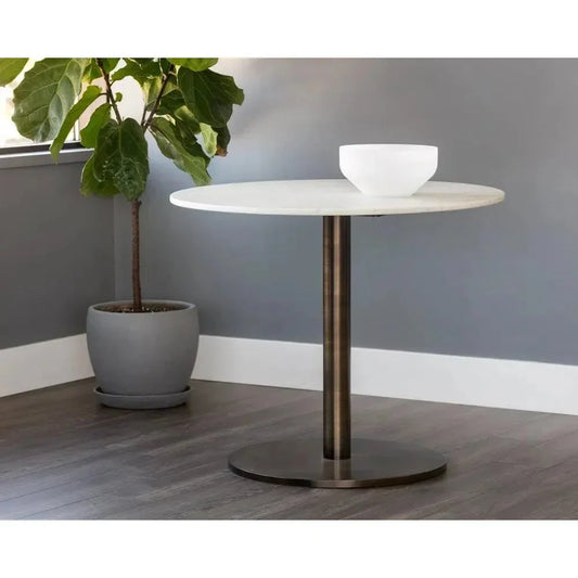 Enco Marble Top Round Bistro Table-Dining Tables-SUNPAN-LOOMLAN