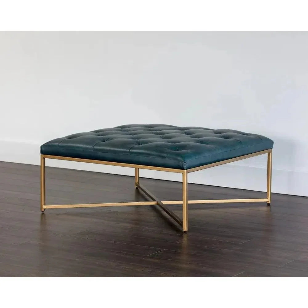 Endall Leather Square Ottoman - LOOMLAN - SUNPAN - Ottomans