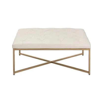 Endall Leather Square Ottoman - LOOMLAN - SUNPAN - Ottomans