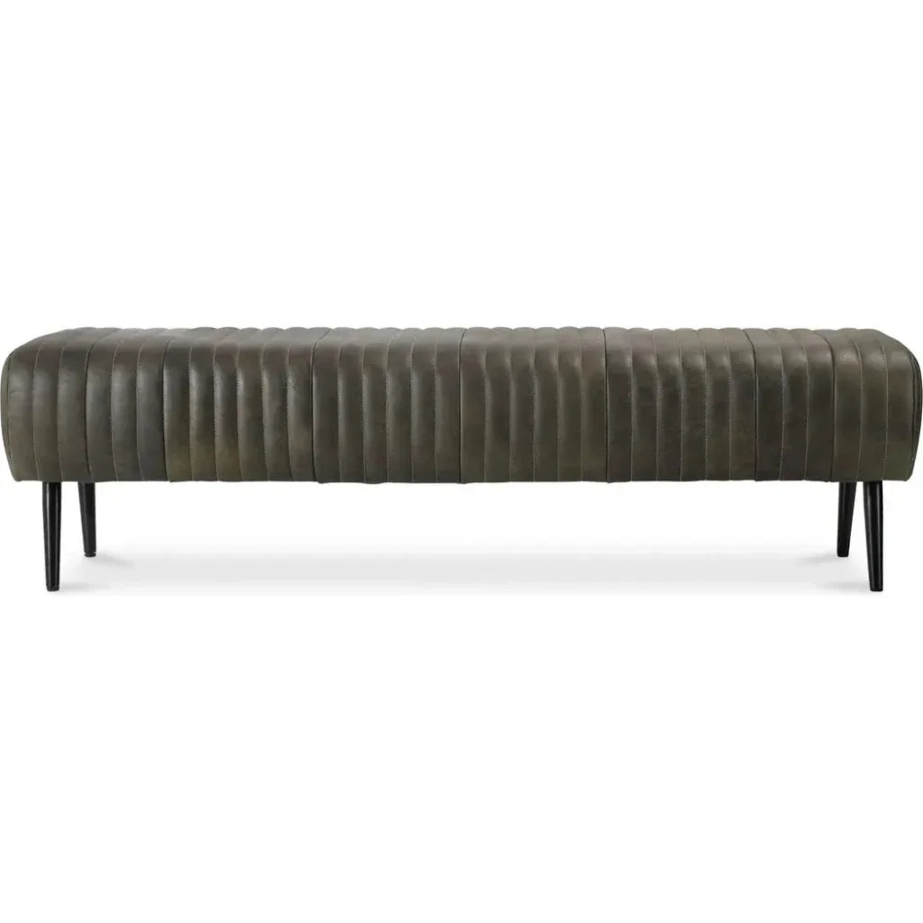 Endora Grain Leather & Iron Coffee Black Bench - LOOMLAN - Moe's Home - Bedroom Benches