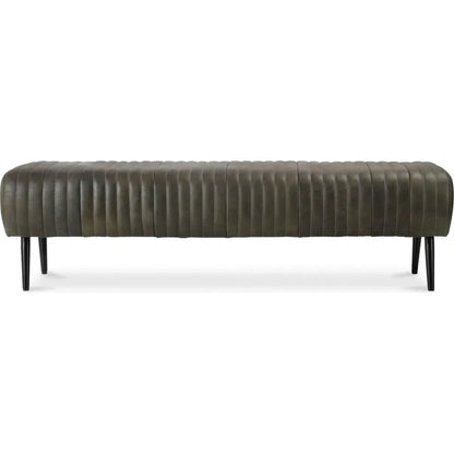 Endora Grain Leather & Iron Coffee Black Bench - LOOMLAN - Moe's Home - Bedroom Benches