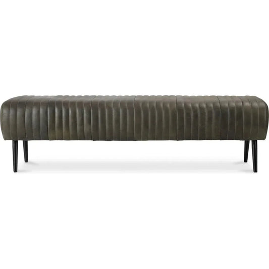 Endora Grain Leather & Iron Coffee Black Bench - LOOMLAN - Moe's Home - Bedroom Benches