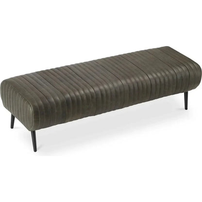 Endora Grain Leather & Iron Coffee Black Bench - LOOMLAN - Moe's Home - Bedroom Benches