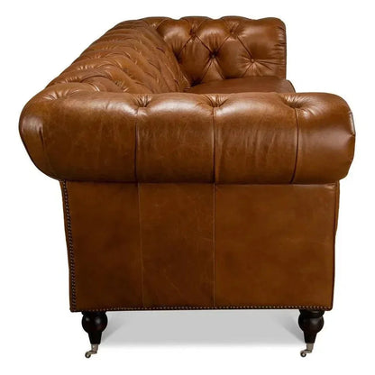 English Chesterfield Club Sofa Cuba Brown - LOOMLAN - Sarreid - Sofas & Loveseats