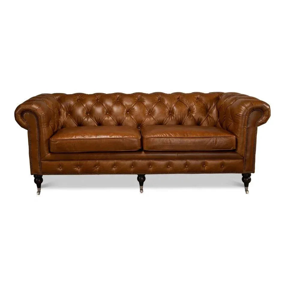 English Chesterfield Club Sofa Cuba Brown - LOOMLAN - Sarreid - Sofas & Loveseats