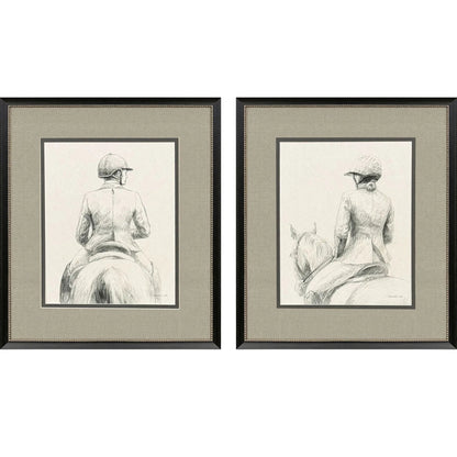 English Rider Wood Framed Wall Art 2PC