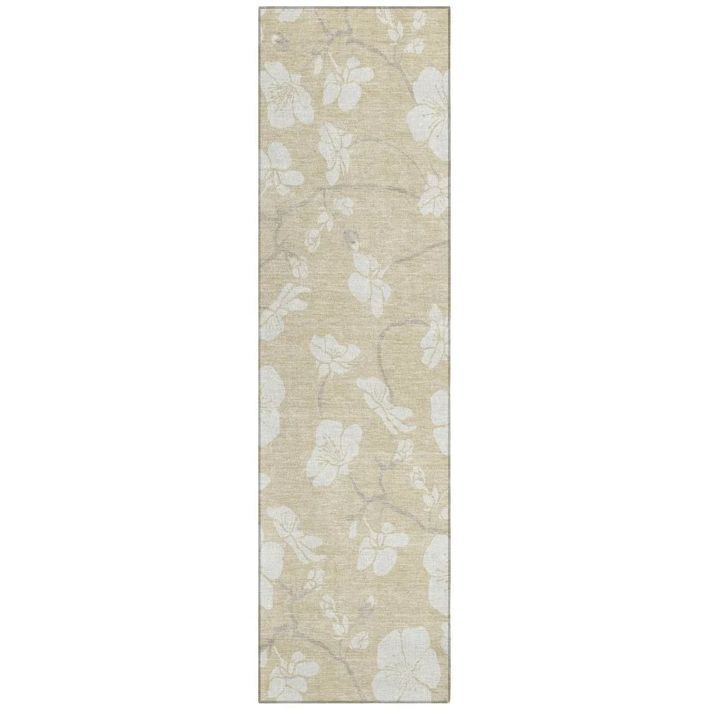 Ensa Beige Washable Indoor-Outdoor Rug-Outdoor Rugs-LOOMLAN Rugs-2'3" x 7'6"-LOOMLAN