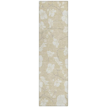 Ensa Beige Washable Indoor-Outdoor Rug-Outdoor Rugs-LOOMLAN Rugs-2'3" x 7'6"-LOOMLAN