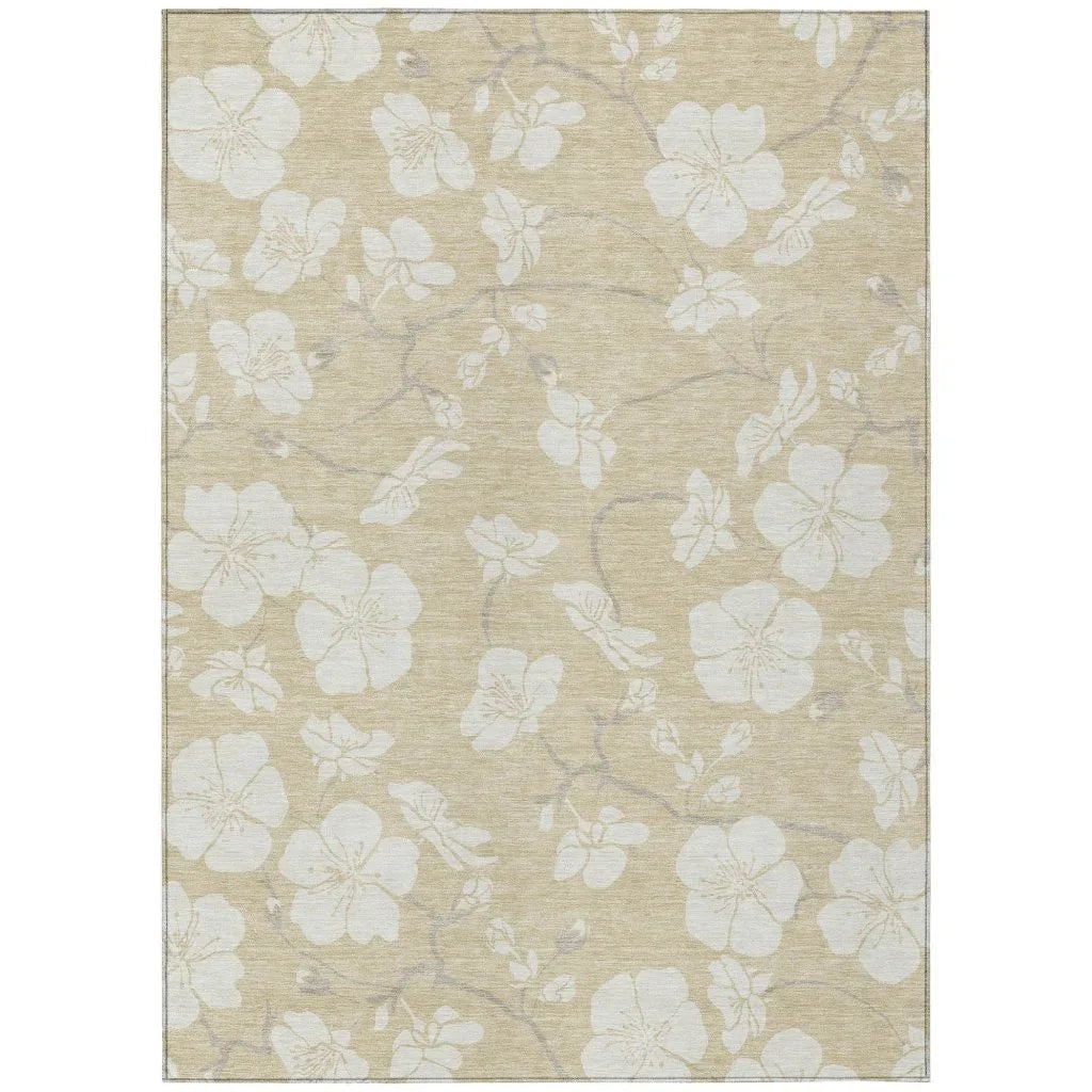 Ensa Beige Washable Indoor-Outdoor Rug-Outdoor Rugs-LOOMLAN Rugs-2'6" x 3'10"-LOOMLAN