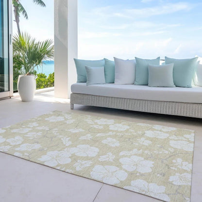 Ensa Beige Washable Indoor-Outdoor Rug-Outdoor Rugs-LOOMLAN Rugs-LOOMLAN