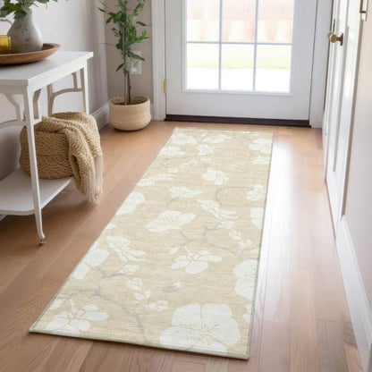 Ensa Beige Washable Indoor-Outdoor Rug-Outdoor Rugs-LOOMLAN Rugs-LOOMLAN