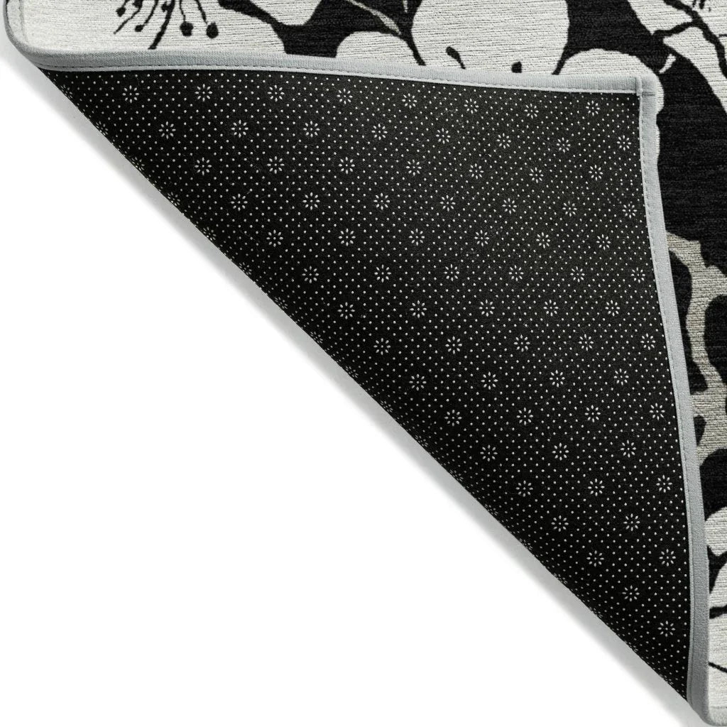 Ensa Black Washable Indoor-Outdoor Rug-Outdoor Rugs-LOOMLAN Rugs-LOOMLAN