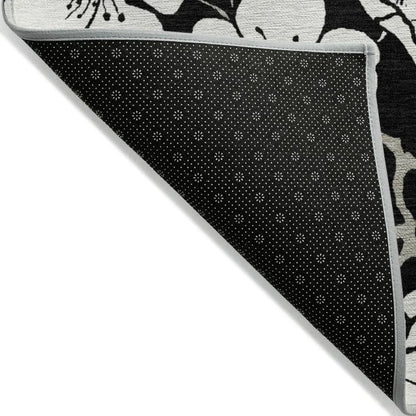 Ensa Black Washable Indoor-Outdoor Rug-Outdoor Rugs-LOOMLAN Rugs-LOOMLAN