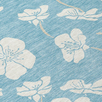 Ensa Blue Washable Indoor-Outdoor Rug-Outdoor Rugs-LOOMLAN Rugs-LOOMLAN