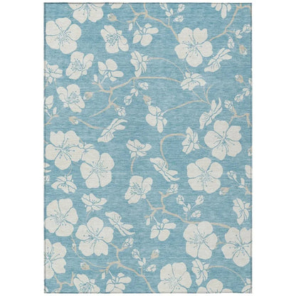 Ensa Blue Washable Indoor-Outdoor Rug-Outdoor Rugs-LOOMLAN Rugs-2'6" x 3'10"-LOOMLAN