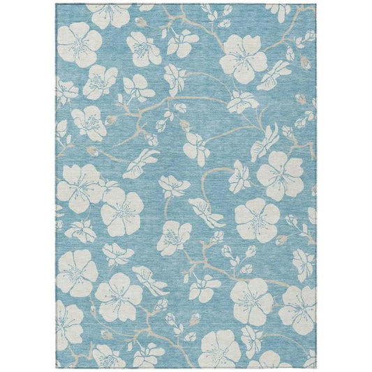 Ensa Blue Washable Indoor-Outdoor Rug-Outdoor Rugs-LOOMLAN Rugs-2'6" x 3'10"-LOOMLAN