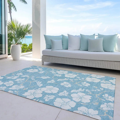 Ensa Blue Washable Indoor-Outdoor Rug-Outdoor Rugs-LOOMLAN Rugs-LOOMLAN