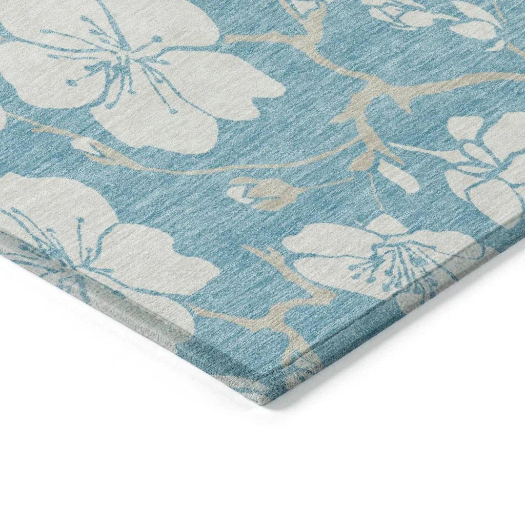 Ensa Blue Washable Indoor-Outdoor Rug-Outdoor Rugs-LOOMLAN Rugs-LOOMLAN