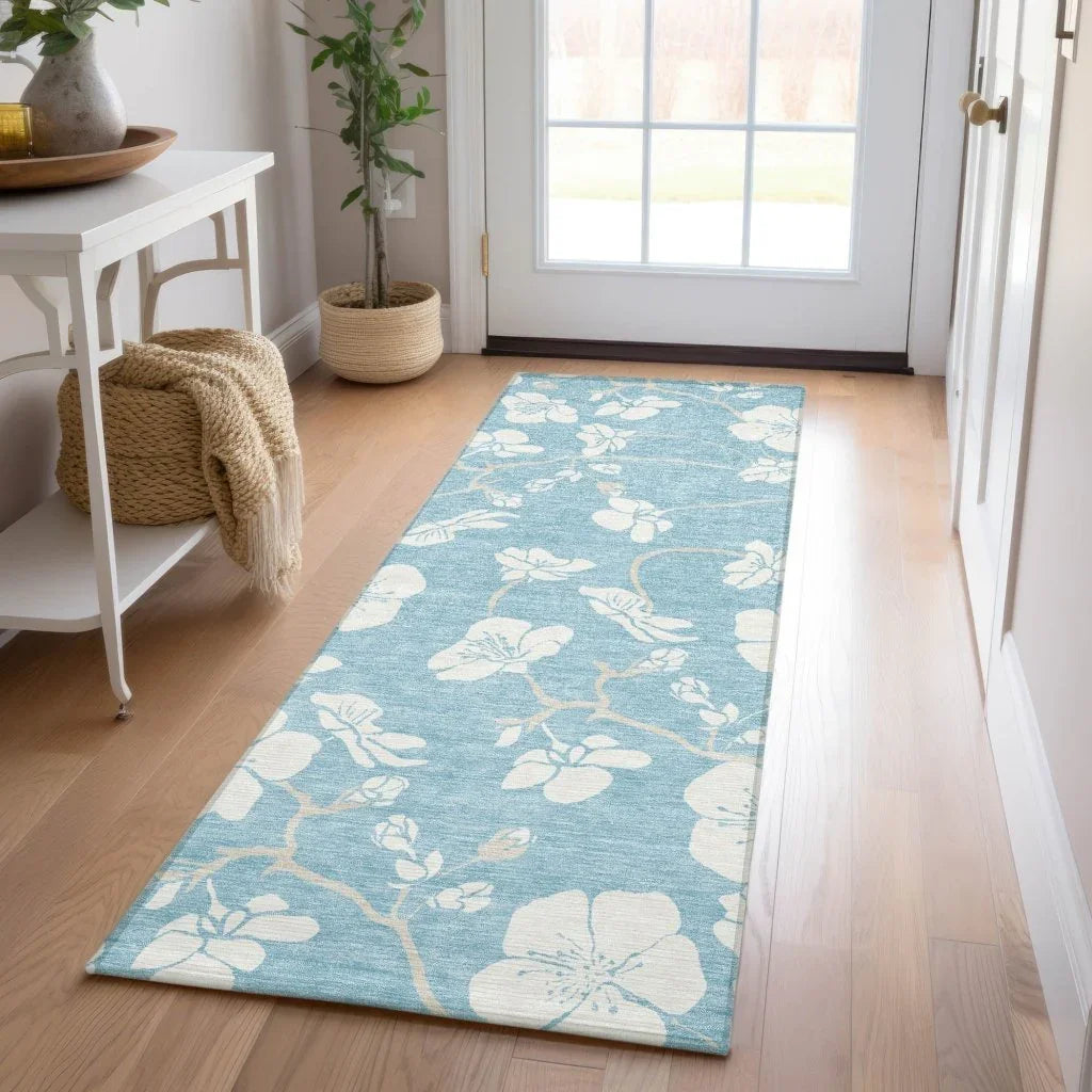 Ensa Blue Washable Indoor-Outdoor Rug-Outdoor Rugs-LOOMLAN Rugs-LOOMLAN
