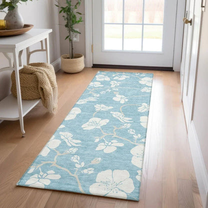 Ensa Blue Washable Indoor-Outdoor Rug-Outdoor Rugs-LOOMLAN Rugs-LOOMLAN