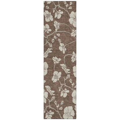 Ensa Brown Washable Indoor-Outdoor Rug-Outdoor Rugs-LOOMLAN Rugs-2'3" x 7'6"-LOOMLAN